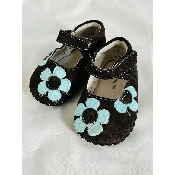 NEW Pediped Baby Girl 6-12 Months Flower Appliqué Shoes - Picture 1 of 5